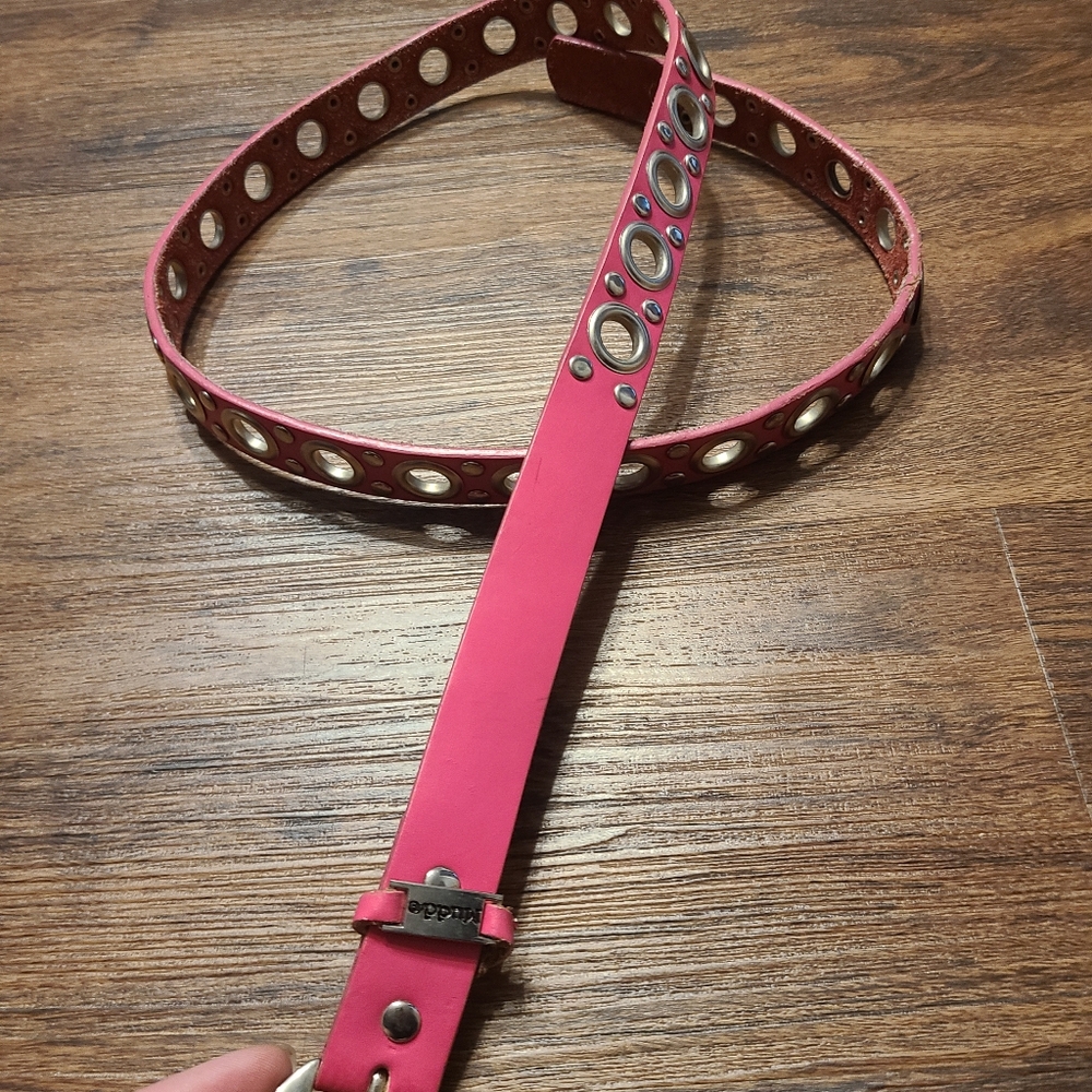 Vintage Y2K Pink Leather Grommet Belt